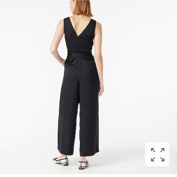 J Crew Sleeveless Satin V Neck V Back Jumpsuit - Picture 2 of 7